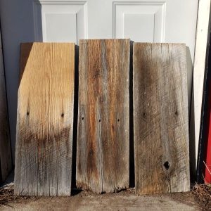 three brown wood boards